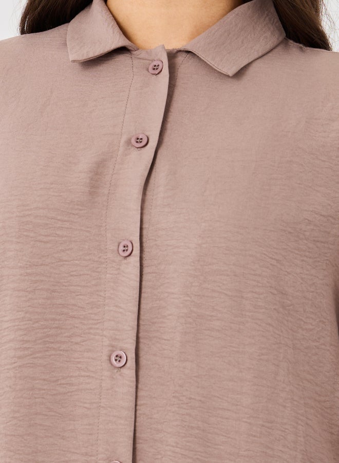 ستايلي قميص كيمونو بياقة عريضة وأزرار بقصة عادية - Image 4